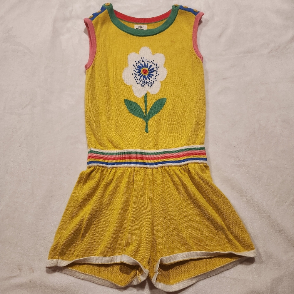 Mini Boden Yellow Kids Romper with Floral Design